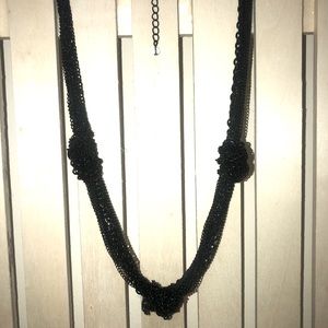 Vintage black Multi-chain 3-knot necklace